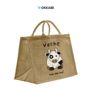 Sac en jute image vache - HBJ21